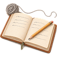 An open diary, a pencil laid down, a tangle of thread coming undone
